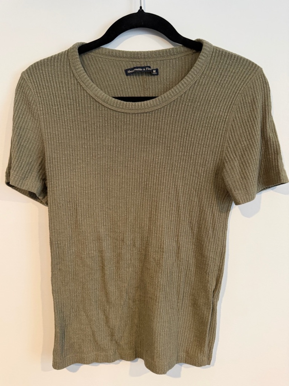 Abercrombie & Fitch Olive Ribbed Crewneck Short Sleeve Tee